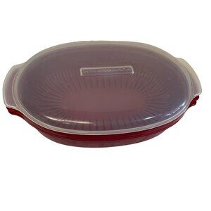 KitchenAid Red‎ Plastic Oval Colander Dish With Lid 13"